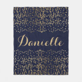 Couverture Polaire Nom du monogramme Confetti Gold Navy Blue (Devant)
