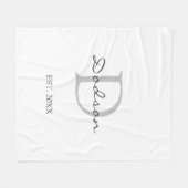 Couverture Polaire Nom du monogramme de la famille de scripts gris-bl (Devant (Horizontal))
