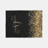 Couverture Polaire Nom du monogramme de la Parties scintillant d'or (Devant (Horizontal))