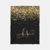 Couverture Polaire Nom du monogramme de la Parties scintillant d'or (Devant)