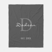 Couverture Polaire Nom du monogramme de script gris moderne (Devant)