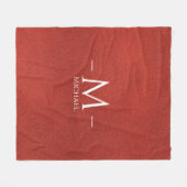 Couverture Polaire Nom du monogramme en cuir rouge Brown personnalisé (Devant (Horizontal))