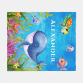 Couverture Polaire Nom du monogramme mignon Tortue de mer côtière et (Devant (Horizontal))