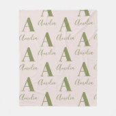 Couverture Polaire Nom du monogramme Motif Olive Green (Devant)