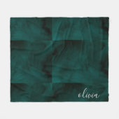 Couverture Polaire Nom du monogramme personnalisé de couleur vert fon (Devant (Horizontal))