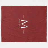Couverture Polaire Nom du monogramme Personnalisé Rouge Brown cuir Lo (Devant (Horizontal))