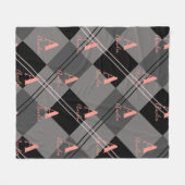 Couverture Polaire Nom du monogramme Plaid Grey noir rose (Devant (Horizontal))