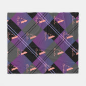 Couverture Polaire Nom du monogramme Plaid Purple (Devant (Horizontal))
