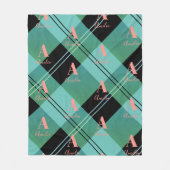 Couverture Polaire Nom du monogramme Plaid vert rose (Devant)