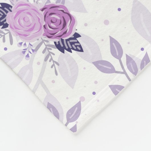 Couverture Polaire Nom du monogramme Purple rose floral Script (Coin)