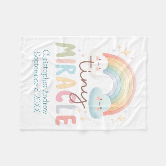 Couverture Polaire Nom du monogramme Rainbow Birth Stats Garçon Bébé (Devant (Horizontal))