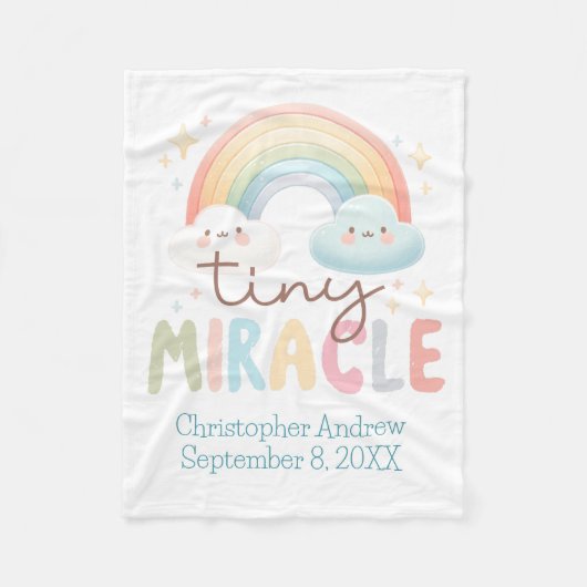 Couverture Polaire Nom du monogramme Rainbow Birth Stats Garçon Bébé (Devant)