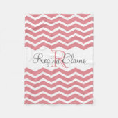 Couverture Polaire Nom du monogramme rose blanc Keepsaké Chevron (Devant)