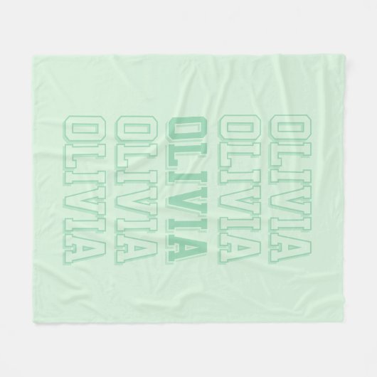 Couverture Polaire Nom du monogramme vert de Varsity Pastel personnal (Devant (Horizontal))