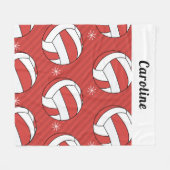Couverture Polaire Nom du Motif de balle de volley-ball rouge et rayé (Devant (Horizontal))