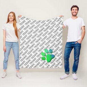 Couverture Polaire NOM DU PET Motif Empreinte de patte coloré amusant