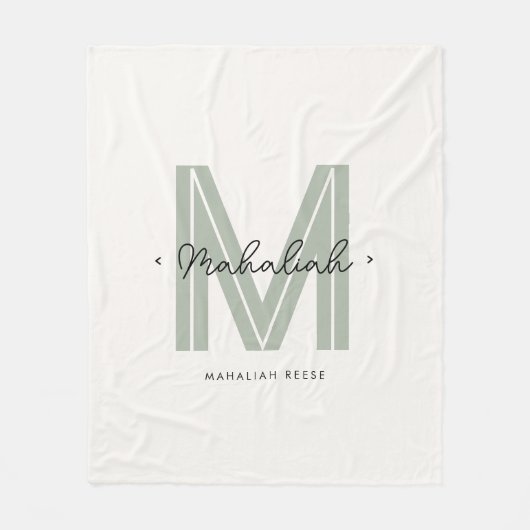 Couverture Polaire Nom du script vert Sage (Devant)