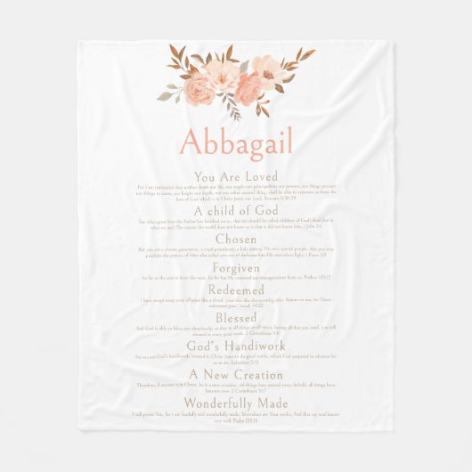 Couverture Polaire Nom Écriture Identité chrétienne Bible Floral (Devant)