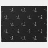 Couverture Polaire Nom élégant et monogramme | Noir, blanc et gris (Devant (Horizontal))