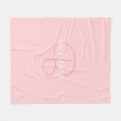Couverture Polaire Nom élégant Monogramme | Blanc et rose (Devant (Horizontal))