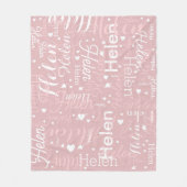 Couverture Polaire Nom et Coeurs de typographie répétés sur le Rose (Devant)
