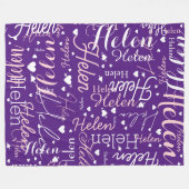 Couverture Polaire Nom et Coeurs répétés partout pourpre (Devant (Horizontal))