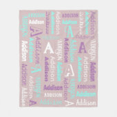 Couverture Polaire Nom et gris Turquoise initial  pourpre (Devant)