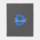 Couverture Polaire Nom et monogramme bleu et gris (Devant)