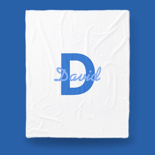 Couverture Polaire Nom et monogramme bleus