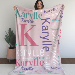 Couverture Polaire Nom et Monogramme Cloud Word Art Blanket pour fill