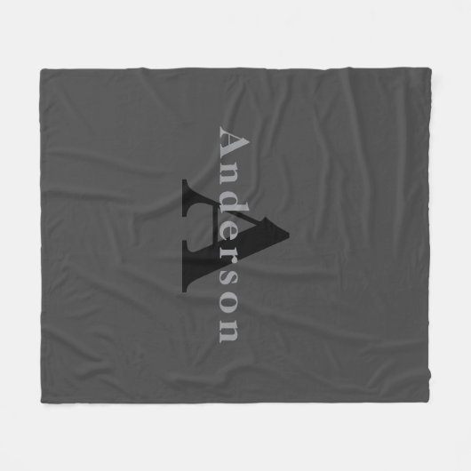 Couverture Polaire Nom et monogramme | Dark Gray (Devant (Horizontal))