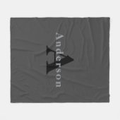Couverture Polaire Nom et monogramme | Gris foncé (Devant (Horizontal))