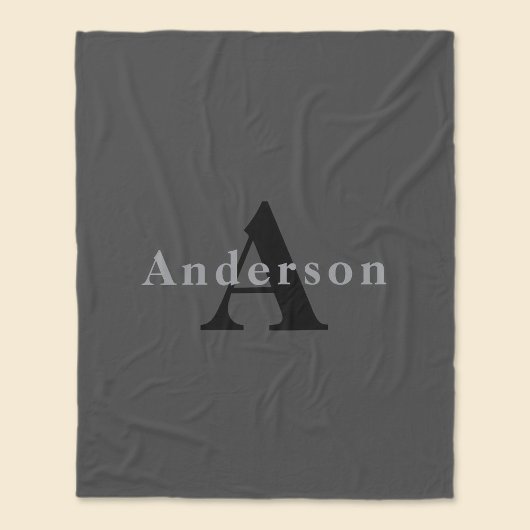 Couverture Polaire Nom et monogramme | Gris foncé