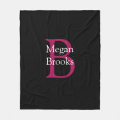 Couverture Polaire Nom et monogramme sur fond noir (Devant)