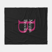 Couverture Polaire Nom et monogramme sur fond noir (Devant (Horizontal))