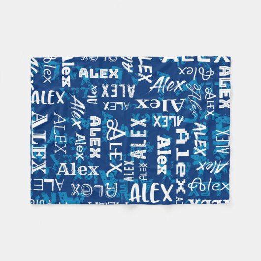 Couverture Polaire Nom fait sur commande personnalisé pour Alex (Devant (Horizontal))