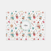Couverture Polaire Nom, Festif Fun Snowman Sweets Fleece Blanket (Devant (Horizontal))