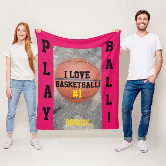Couverture Polaire Nom framboise de basketball (En situation)