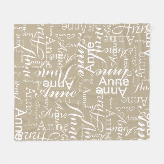 Couverture Polaire Nom imprimé en blanc sur un Khaki pâle (Devant (Horizontal))