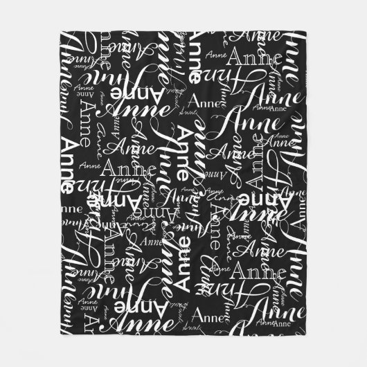 Couverture Polaire Nom imprimé en blanc sur un noir (Devant)