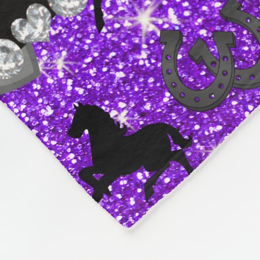 Couverture Polaire Nom indigo violet parties scintillant chevaux coeu (Coin)
