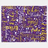 Couverture Polaire Nom jaune, Coeurs mignons éclatés et étoiles (Devant (Horizontal))