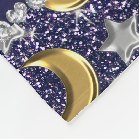 Couverture Polaire Nom marine bleu parties scintillant or lunes argen (Coin)