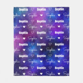Couverture Polaire Nom mignon bleu violet répétable personnalisé (Devant)