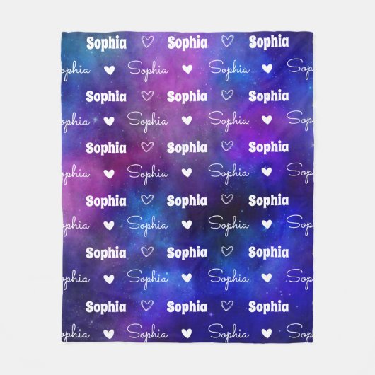 Couverture Polaire Nom mignon bleu violet répétable personnalisé (Devant)