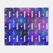 Couverture Polaire Nom mignon bleu violet répétable personnalisé (Devant (Horizontal))