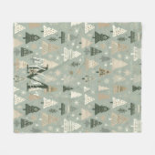 Couverture Polaire Nom Monogramme Arbres Nordiques (Devant (Horizontal))