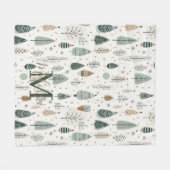 Couverture Polaire Nom Monogramme Arbres Nordiques (Devant (Horizontal))