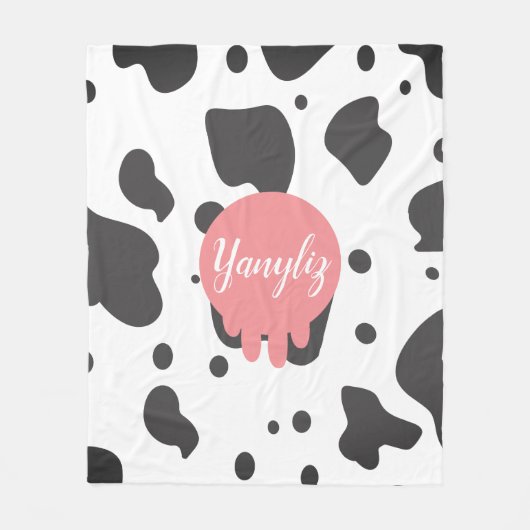 Couverture Polaire Nom monogrammé avec impression de vache cool (Devant)