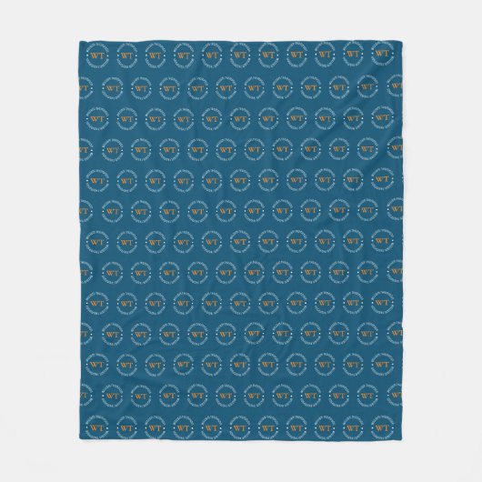 Couverture Polaire Nom (monogramme circulaire) motif alloc Bleu (Devant)